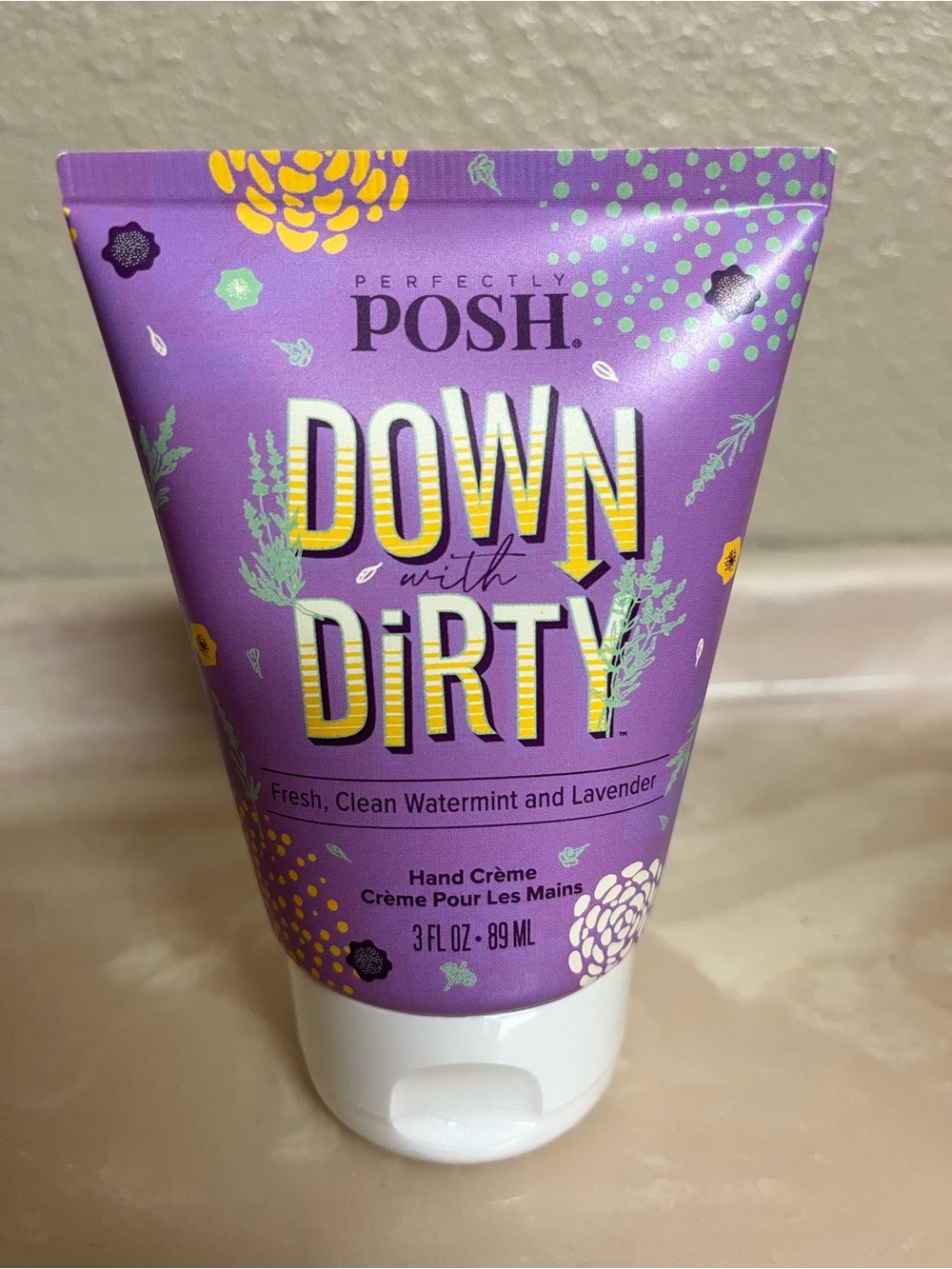 Perfectly Posh Down With Dirty Hand Crème - Purple with Yellow Accents